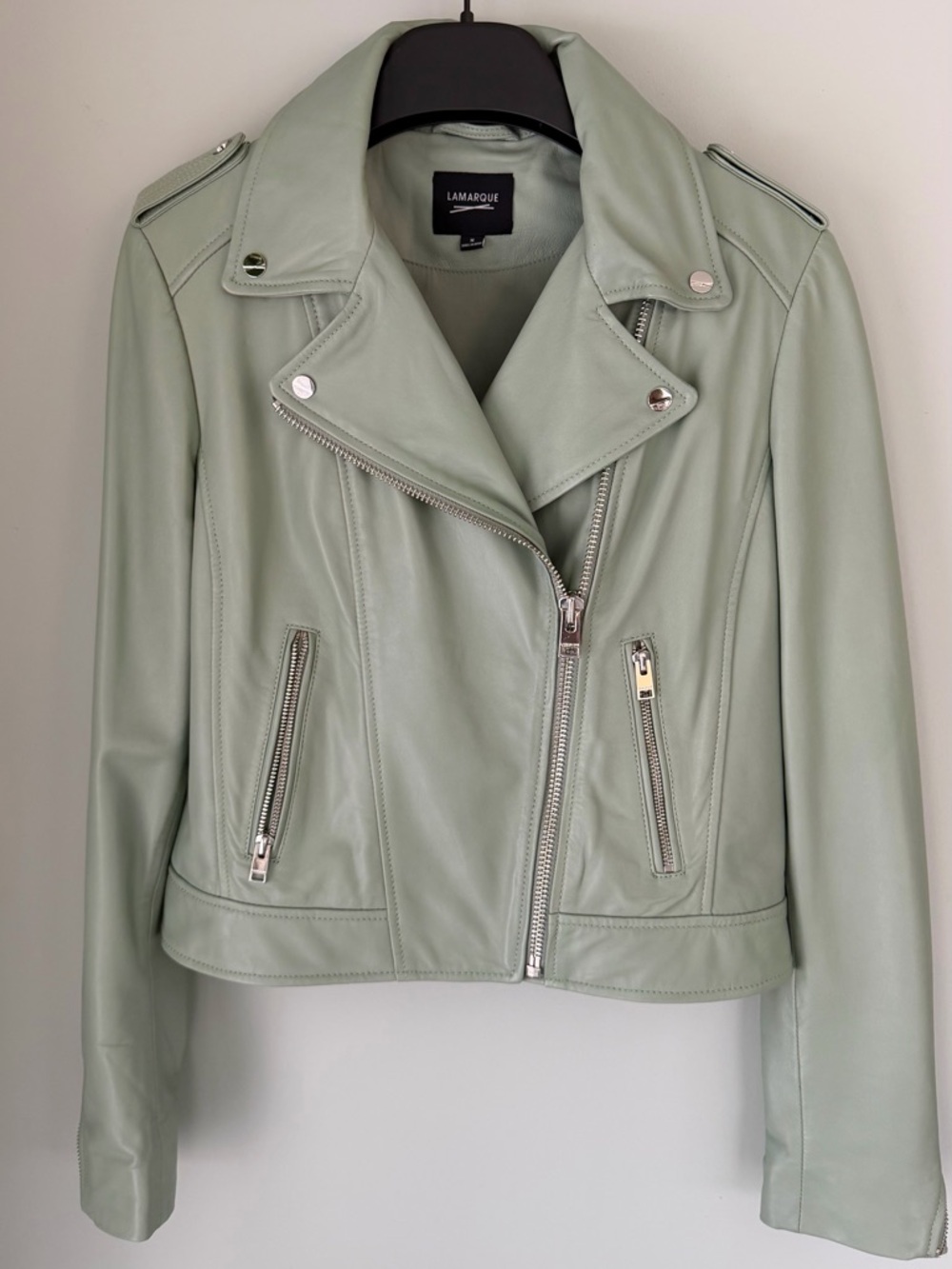 Lamarque Donna Leather Moto Jacket with Silver Hardware